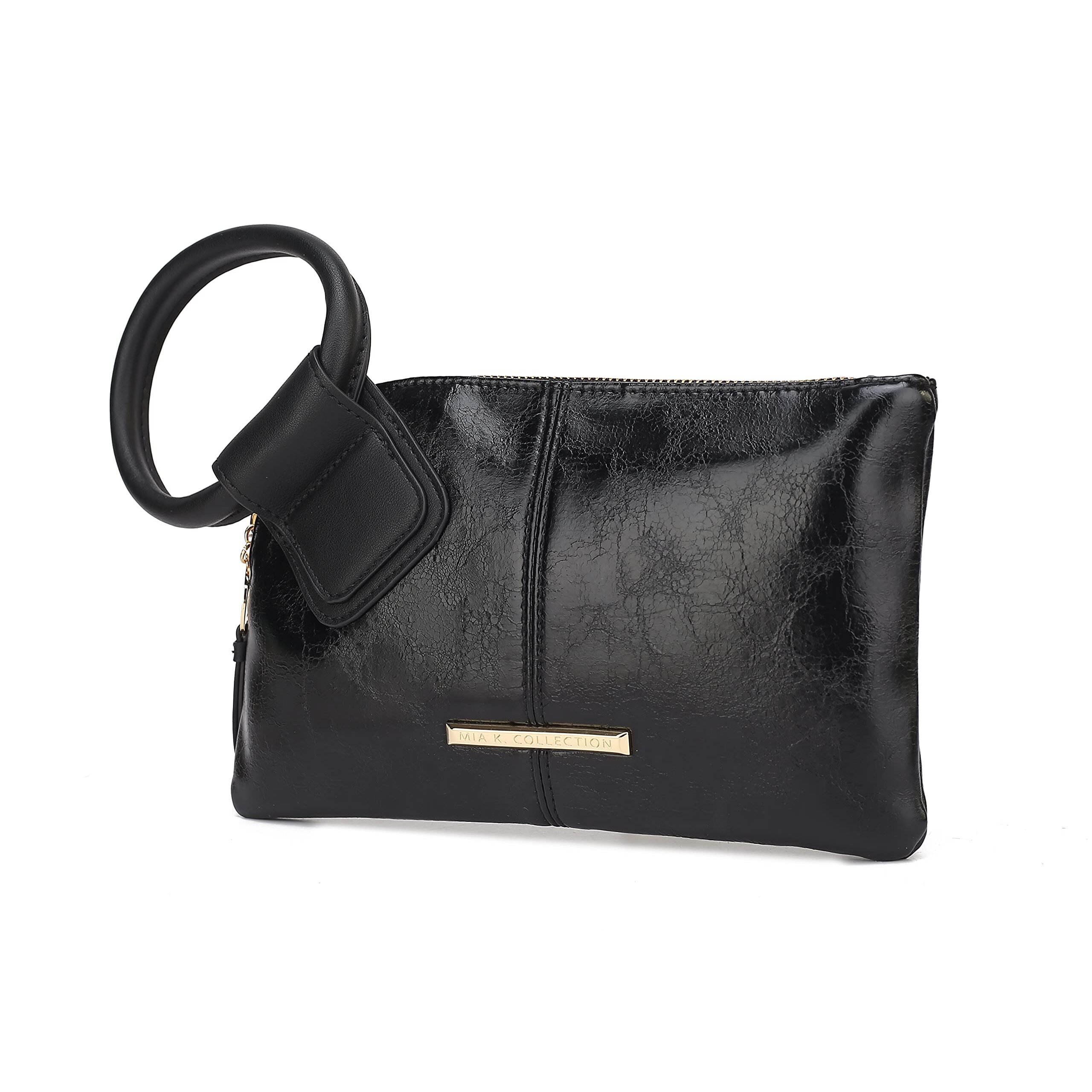 4448 Wristlet Pouch Clutch Wallet Handbag, Small Purse Black Circular